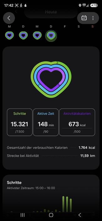 Bewegungsbericht mit 15 k Schritten